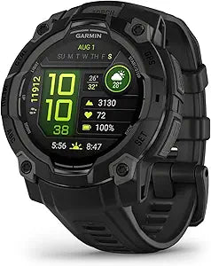 Garmin Instinct® 3 AMOLED, Rugged GPS Smartwatch, 45mm, Black Bright AMOLED Display, Rugged Design, Metal-Reinforced Bezel, 24/7 Health Monitoring, Built-In Flashlight