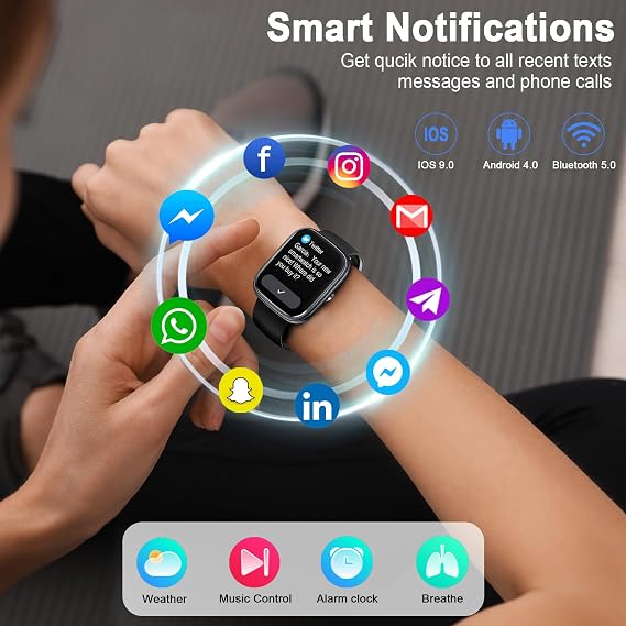 Smart Watch for Men Women (Answer/Make Call), 1.91" HD Screen Smartwatch Fitness Tracker, Heart Rate/Sleep Monitor, Watches for Men IP68 Waterproof,110+ Sport Mode Step Counter for Android iOS
