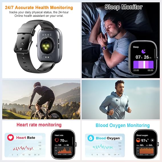 Smart Watch for Men Women (Answer/Make Call), 1.91" HD Screen Smartwatch Fitness Tracker, Heart Rate/Sleep Monitor, Watches for Men IP68 Waterproof,110+ Sport Mode Step Counter for Android iOS