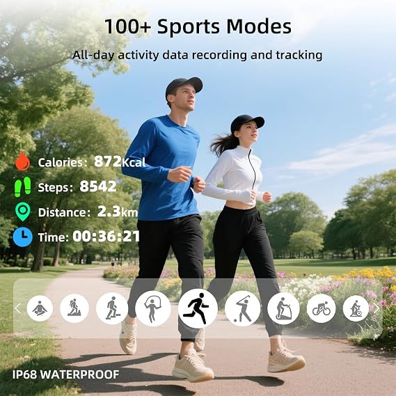 Smart Watch, GPS & Free Maps, 1.96" HD Screen, AI, Bluetooth Call & Text 24/7 Health, Fitness & Sleep Tracker, 100+ Workout Modes, 5 ATM Water-Resistance, for Men & Women, Android & iOS, 2 Bands Visit the LICYAPO Store