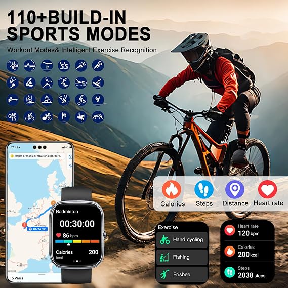 Smart Watch for Men Women (Answer/Make Call), 1.91" HD Screen Smartwatch Fitness Tracker, Heart Rate/Sleep Monitor, Watches for Men IP68 Waterproof,110+ Sport Mode Step Counter for Android iOS